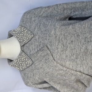 H&M Gray Sweater with Pearl Embellishments